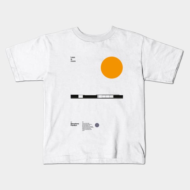 Barcelona Pavilion, Ludwig Mies van der Rohe, Minimal Architecture Bauhaus Design Kids T-Shirt by sub88